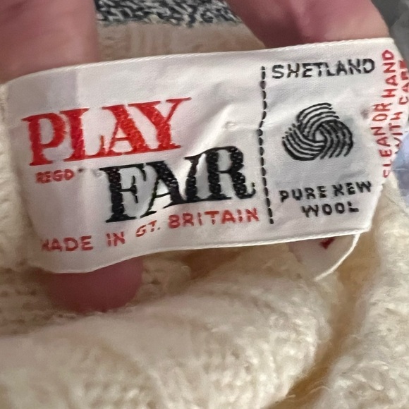 Vintage Play Fair 100% Shetland Wool Turtleneck Made in Britain Cream Size M - Picture 7 of 8